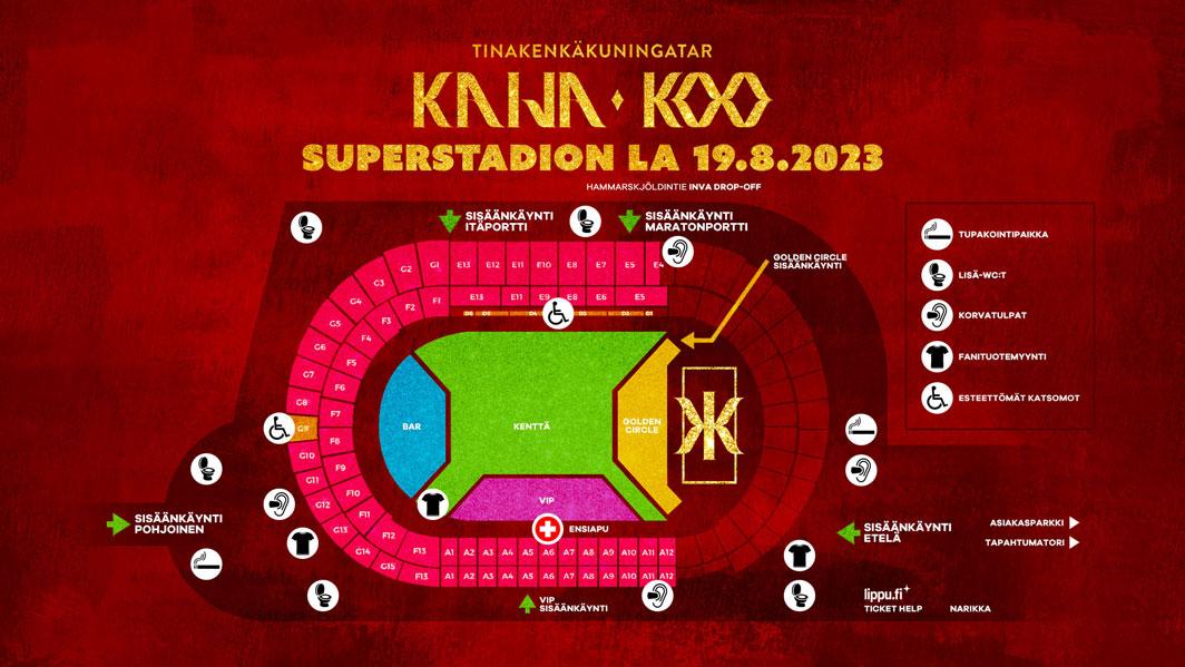 Kaija Koo Olympiastadion 19.8.2023 - kartta