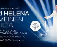 Katri Helena, Viimeinen Ilta -keikan julkistuskuva, tummansininen pohja jossa Katri Helena kuvan vasemmalla laidalla.