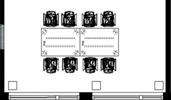 Kokoushuone Bubi pohjakuva kalusteista