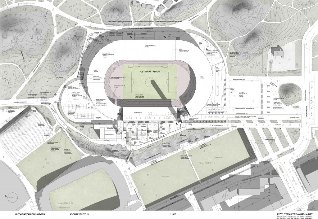 Arkkitehdin asemapiirros tulevasta Olympiastadionista 2020