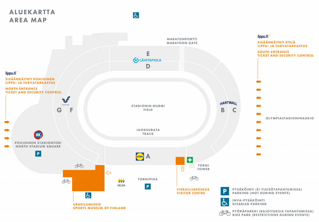 Area map of the Olympic Stadium