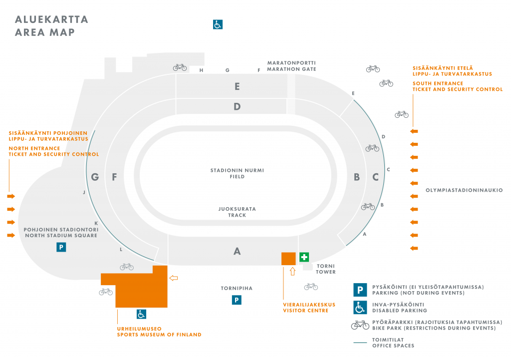 Toimitilakartta Olympiastadion FI-ENG